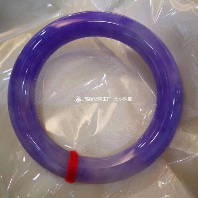 大小珠宝细糯种满色妖紫色天然翡翠手镯圆条56浓紫茄紫色深邃之美