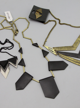 复古几何拼接白色孤品毛衣链