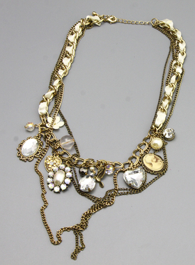 M复古vintage中古摩登宫廷浮雕项链孤品