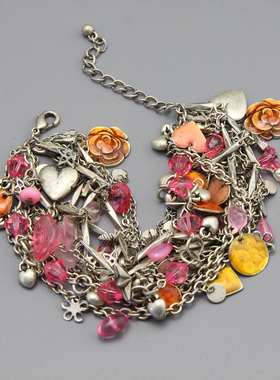 L复古vintage中古多层流苏个性造型稀有手镯手链孤品