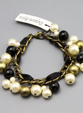 G复古vintage中古手工流苏珍珠手镯手链孤品