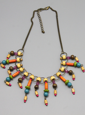 G复古vintage年代感中古木珠手工民族流浪好看项链孤品样品