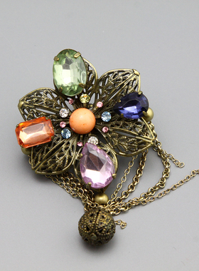 G复古vintage立体花朵超大戒面中古戒指指环孤品