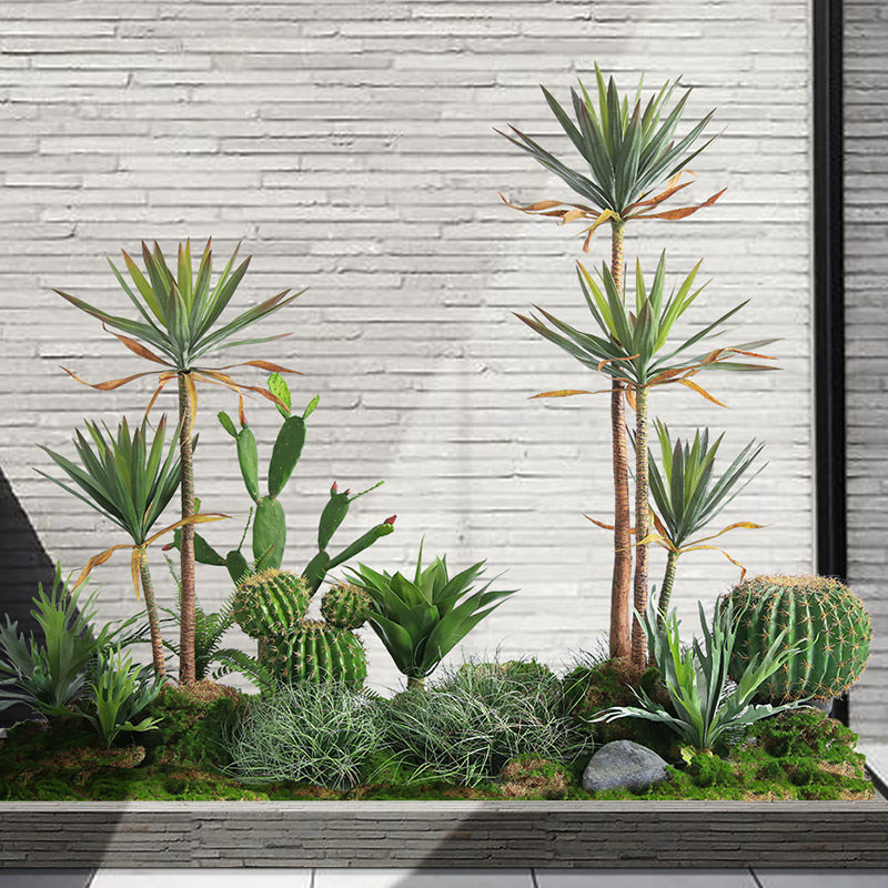 北欧仿真绿植景观沙生植物套装办公室展厅商场橱窗样板间软装成套