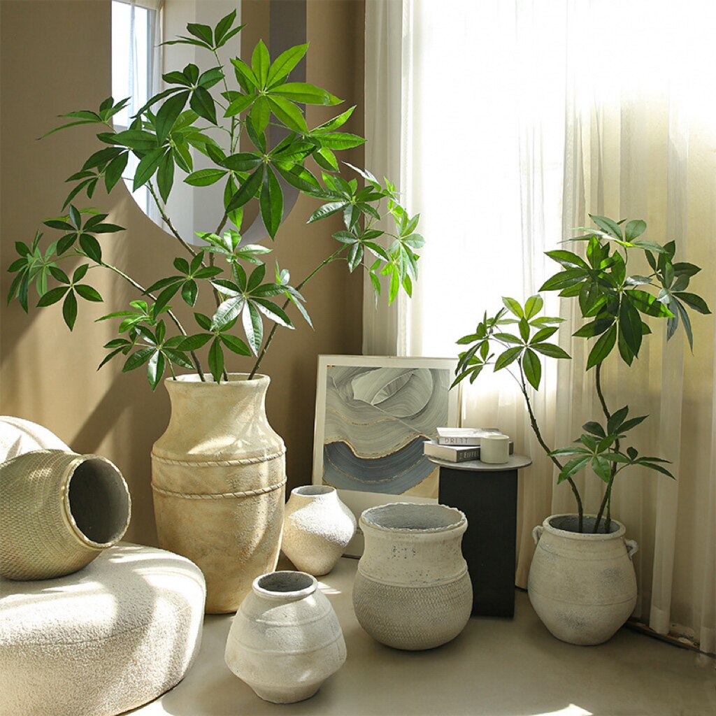 复古水泥花盆侘寂风庭院阳台景观