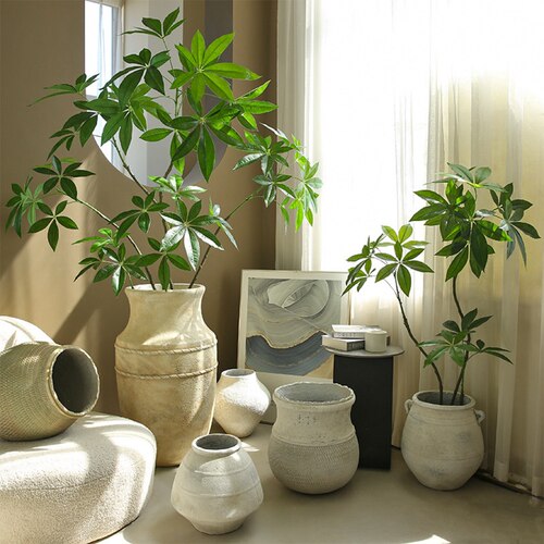 复古水泥花盆侘寂风庭院仿古花器