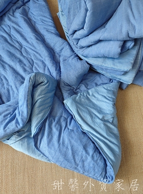 夏凉被瑕疵处理~日本N家140x190毛圈+冷感面夏凉蓝被子单人实惠款