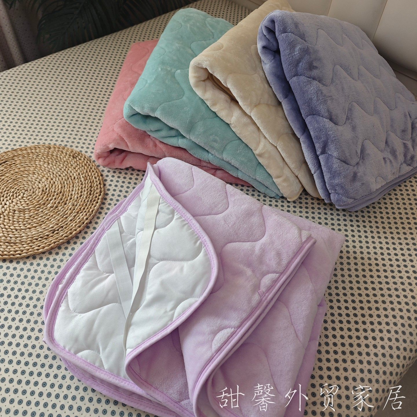 ~日本马卡龙暖床垫子~1.0床保暖床护垫 宿舍暖床神器法兰绒外贸款