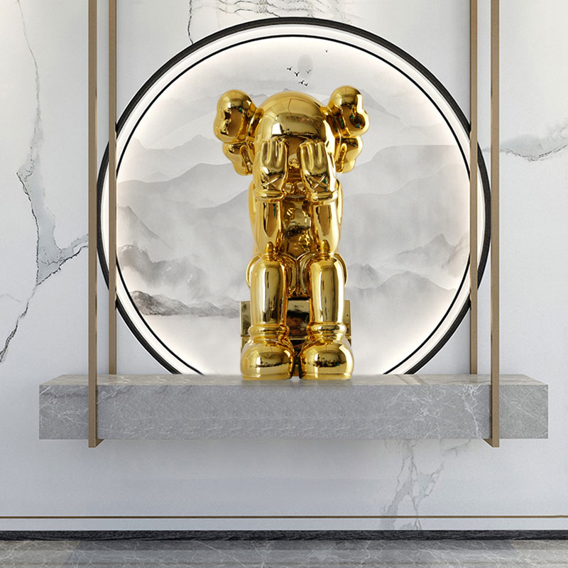 轻奢风kaws抽象暴力熊售楼处雕塑