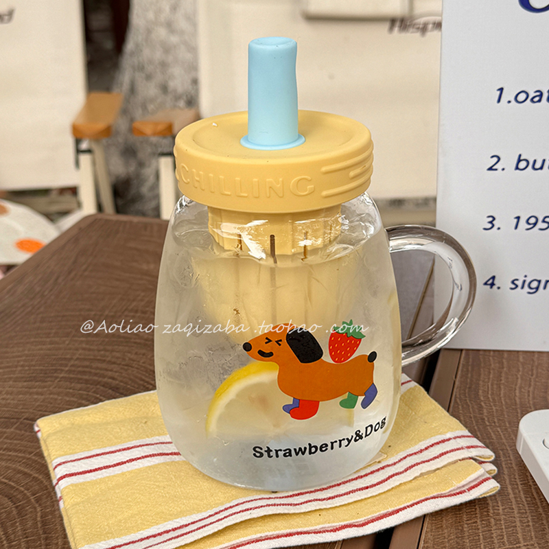 小狗玻璃杯可爱大容量大肚杯情侣