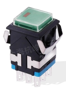 KD2-A21上开 上海永星方形按钮开关自锁 绿色带灯 8脚 3A 250VAC