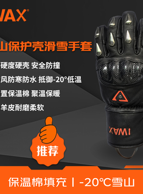 IWAX高山双板竞技滑雪手套男女款冬季防水保暖皮质保护壳专业运动