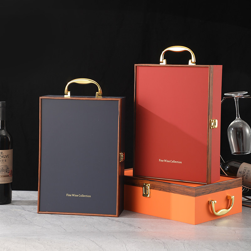 红酒包装盒礼盒双支装钢琴烤漆盒高档皮盒葡萄酒礼品盒空盒箱子