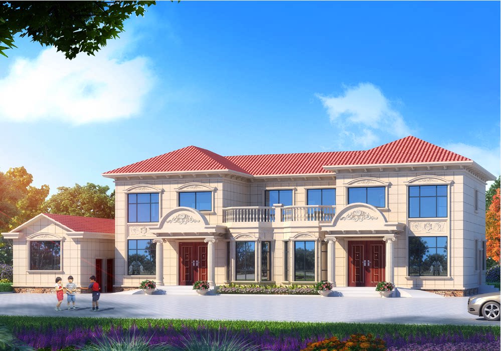 两兄弟双拼别墅设计图农村自建房柴火厨房建筑结构水电全套施工图