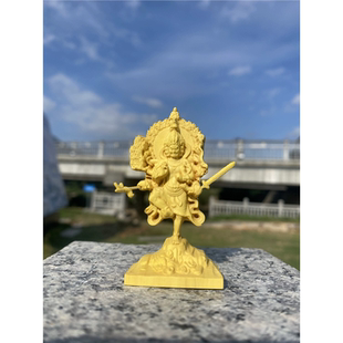 黄杨木精雕迷你版秽迹金刚乌枢沙摩明王如法摆件供家居客厅装饰