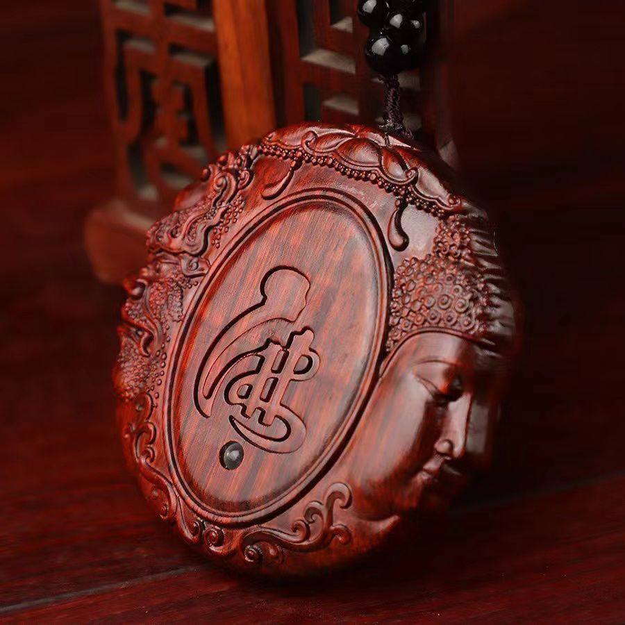 小叶紫檀一念之间手把件木雕车挂件吊坠男士手工雕刻挂饰手玩把件