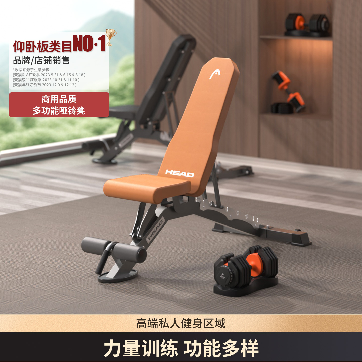 HEAD海德哑铃凳多功能商用