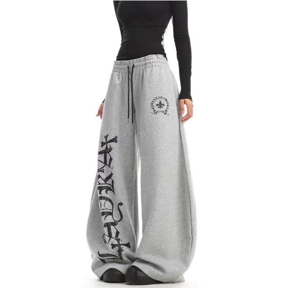 美式字母印花阔腿运动卫裤女爵士舞长裤子秋冬宽松慵懒抽绳休闲裤,女装/女士精品,卫裤,淘宝优惠券,粉丝福利购,淘宝优惠卷