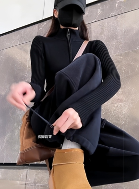 软糯阔腿运动卫裤女辣妹爵士舞裤子春秋韩版宽松慵懒松弛感休闲裤