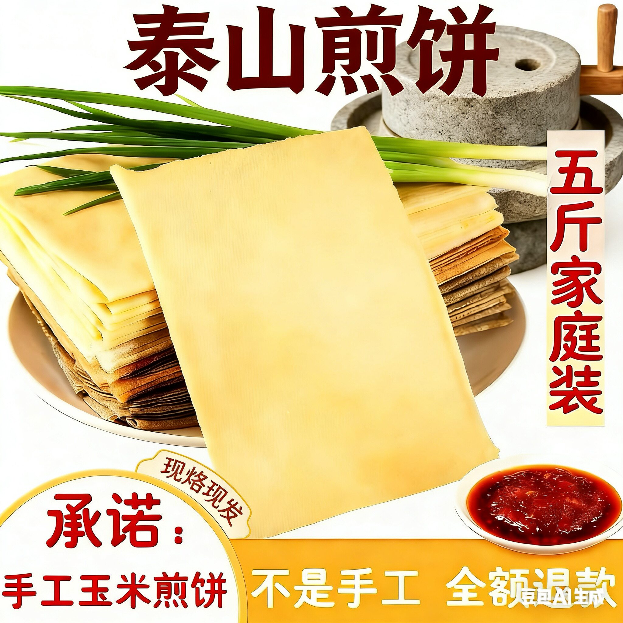 山东煎饼特产粗粮正宗五斤装纯手工老式传统玉米高粱夜宵低脂500g