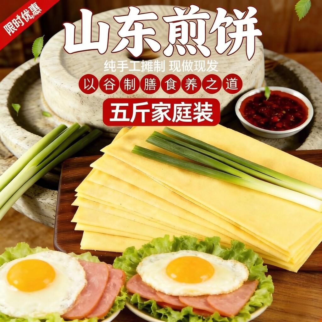 正宗山东杂粮大煎饼手工老式早餐代餐煎饼0蔗糖小米玉米即食5斤装