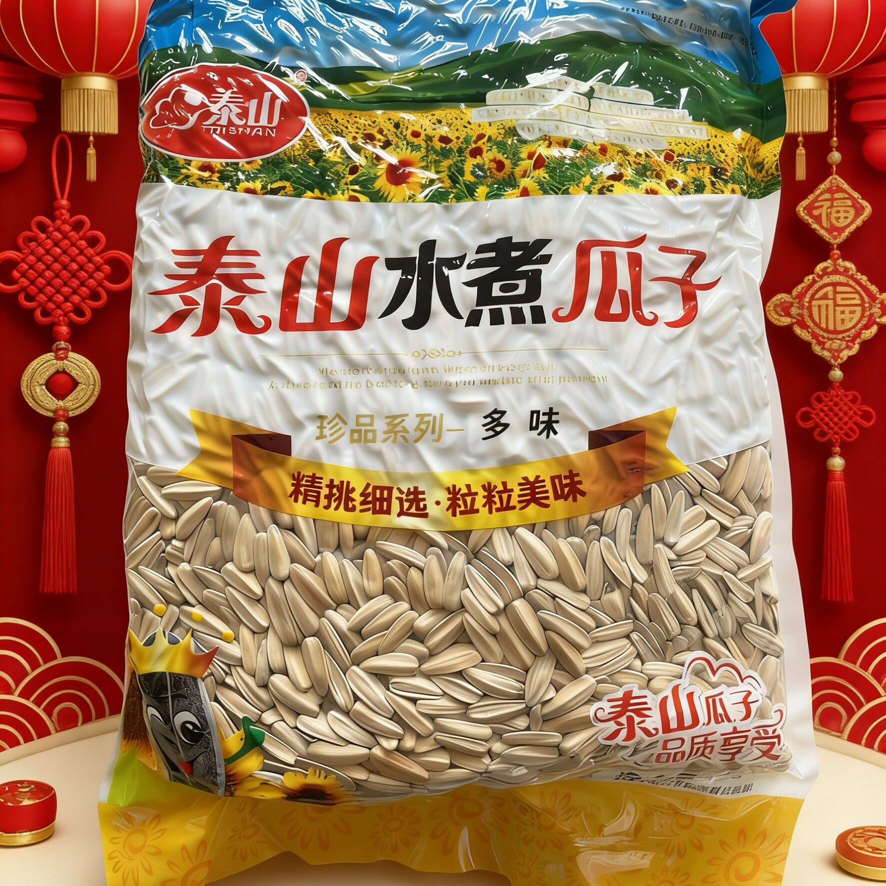 泰山黑皮白皮五香焦糖葵花子水煮奶油瓜子味多2500g网红零食休闲