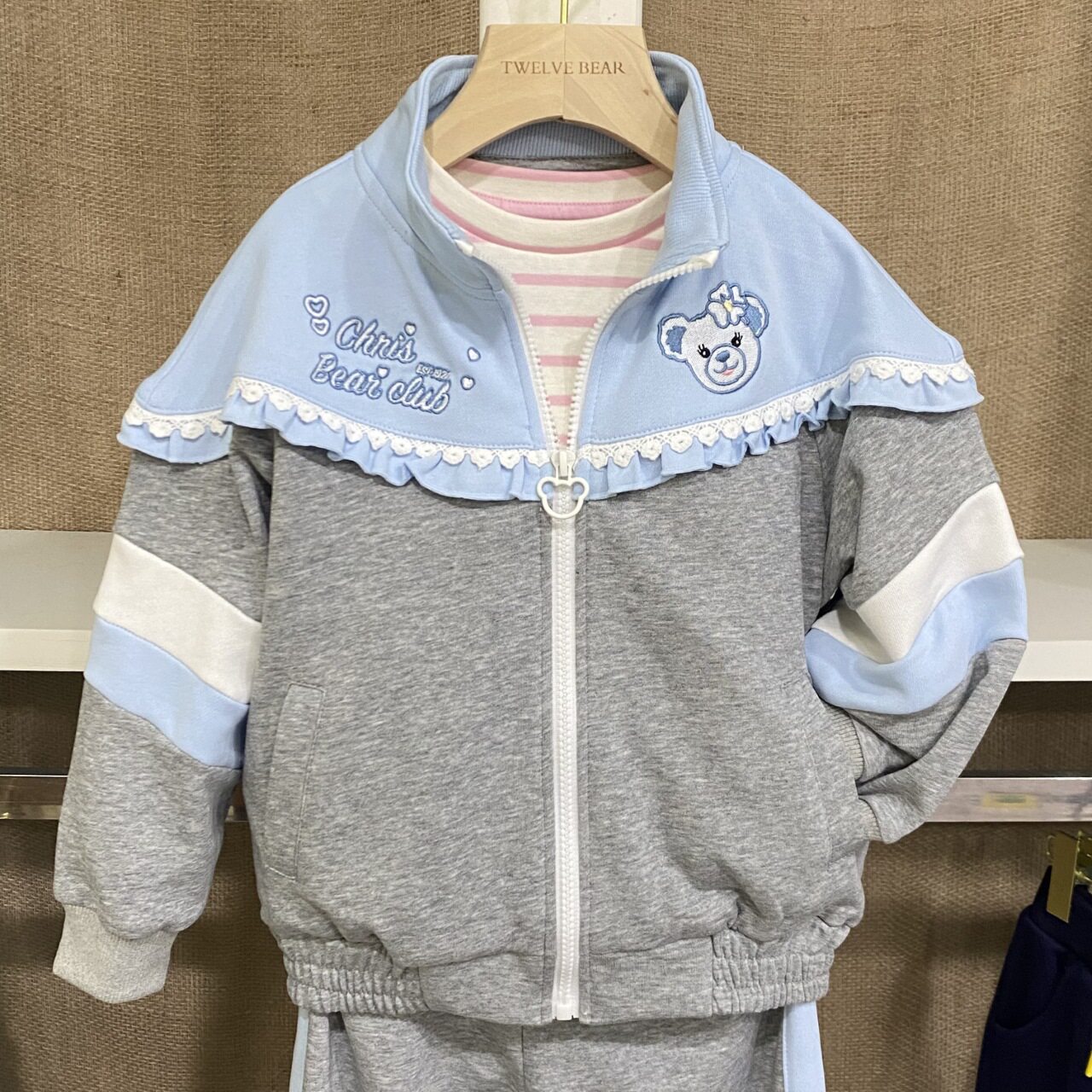 小熊童装2025春季新款女童立领棒球服运动长裤中大童休闲两件套装