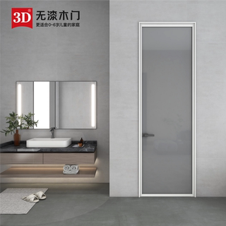 /卫生间门/3D无漆木门钛镁合金新极简窄边平开厨卫门玻璃门P-1601