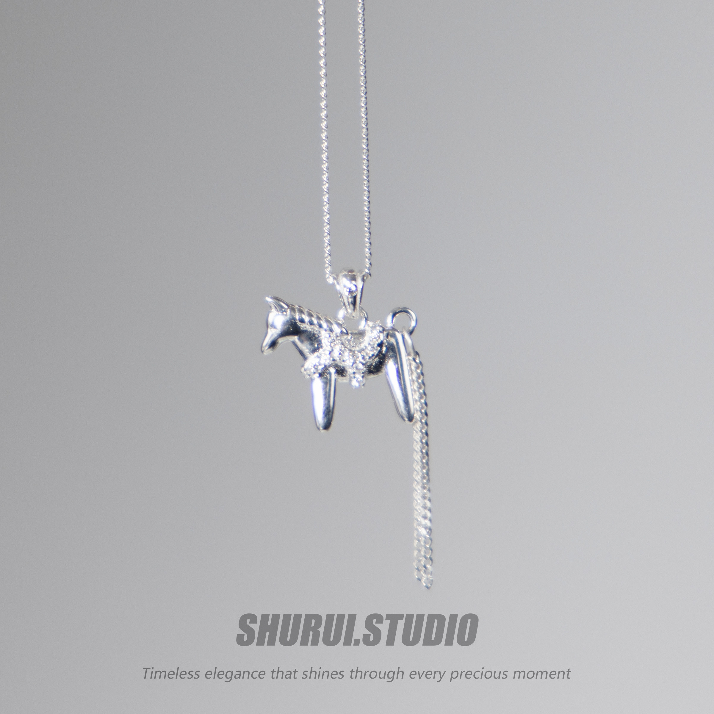 SHURUI 【马上发财】小马S925纯银项链轻奢高级感小众设计感