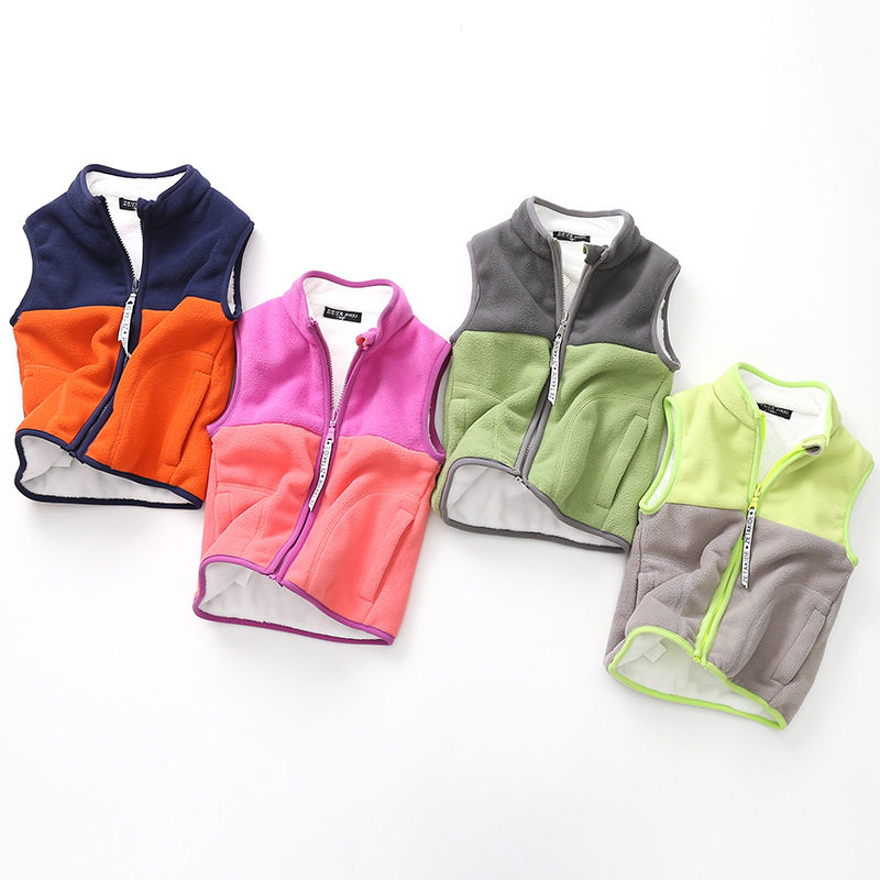 儿童摇粒绒马甲加绒加厚男童女童秋冬外穿背心坎肩宝宝洋气棉马夹