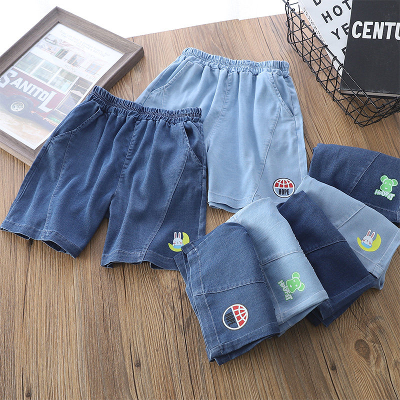 男童天丝牛仔短裤夏款2025新款儿童热裤中大童女童休闲洋气五分裤