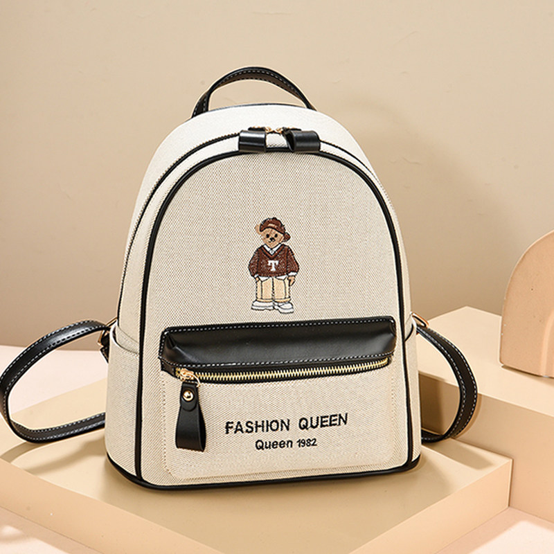 帆布双肩包女2026春夏新款轻便旅游女士小背包大容量学生旅行包包