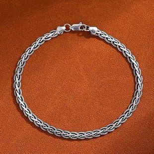 蒙客925纯银编织龙骨手链交织链男士 ins复古国风泰银百搭手饰 款