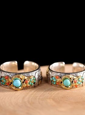 蒙客时尚镶嵌松石戒指