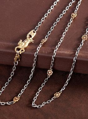 蒙客S925银雕刻猫咪金钢链项链