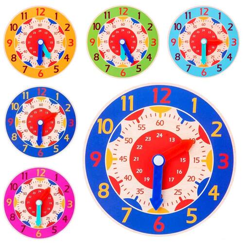 Kids Montessori Wooden Clock Toys Hour Minute Second Cogniti