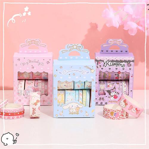10Roll/Box  Hello Kitty Cinnamoroll Tape Sticker Cute Cartoo
