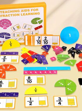 Wooden Math Fraction Learning Set With Card Fraction Decompo