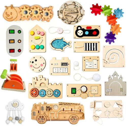 Baby Montessori Busy Board Accessories Gear Castle Color Cha