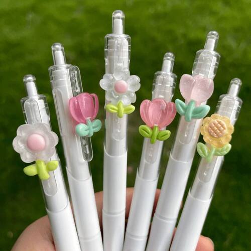 Kawaii 2 PCS Random Gel Pens Cute Flower DIY Office Statione