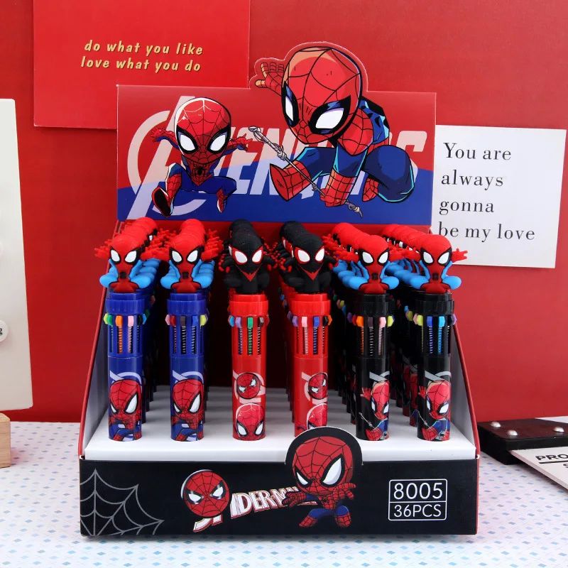 6-36pcs Cartoon Superhero Spider-Man 10 Colors Ballpoint Pen