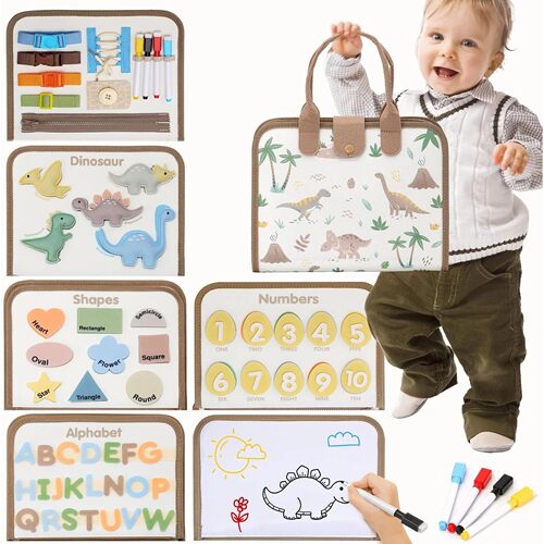 Quiet Busy Board, Felt Activity Book with Buckle, Zipper, Al