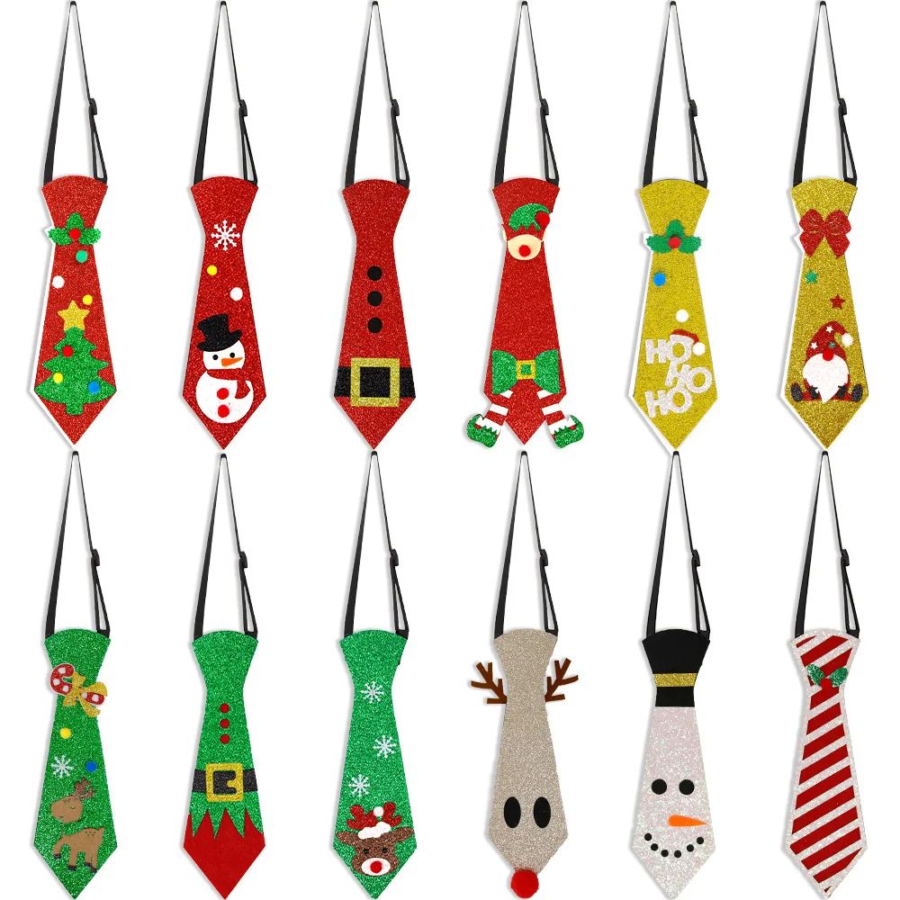 Felt Christmas Ties, Christmas Decorations, Snowman, Elk, Ch