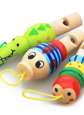 1Pc Infant Whistling Toy Wooden Random Color Toys Cartoon An