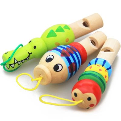 1Pc Infant Whistling Toy Wooden Random Color Toys Cartoon An