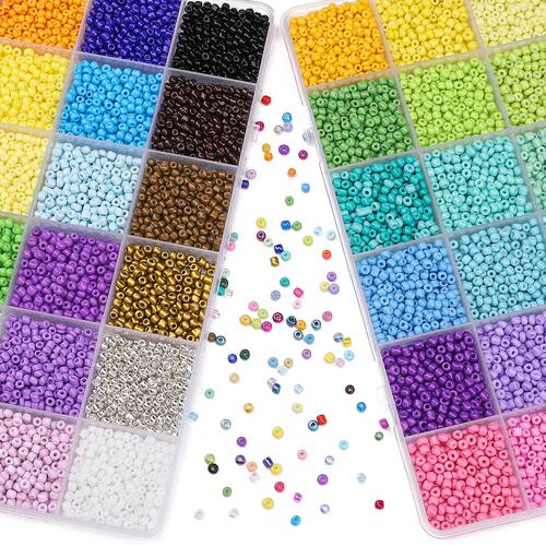 24 Grid 3mm Premium Glass Rice Beads Set｜For DIY Jewelry Ma
