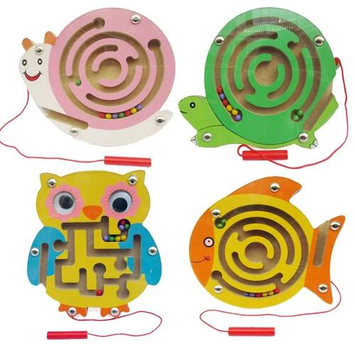 Children Wooden Educational Montessori Toys Magnetic Maze Ha