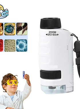 Kids Toys Science Experiment Pocket Microscope Kits 60-120x
