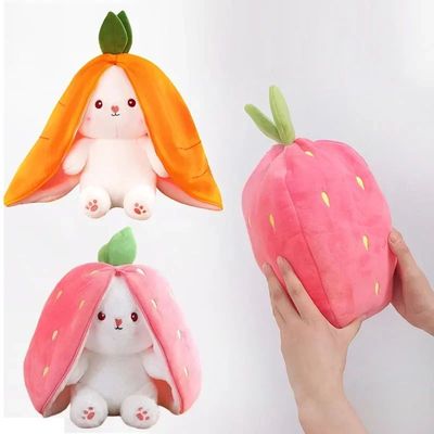 25cm Cute Strawberry Carrot Rabbit Plush Toy Stuffed Creativ