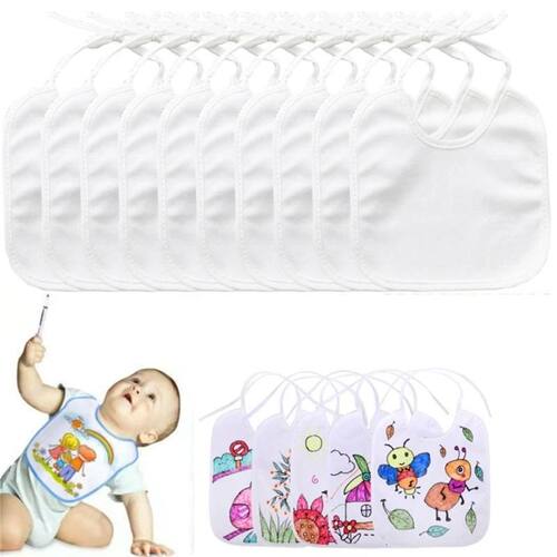 10Pcs DIY Baby Bibs for Painting Soft and Durable Cotton Bur
